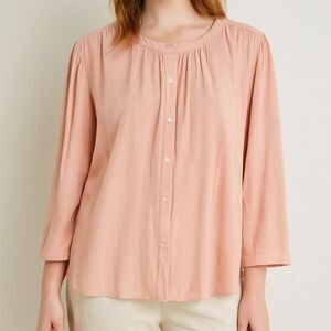 Ann Taylor LOFT Outlet Light Pink Gold-Shimmer Blouse Womens Size X-Large Career
